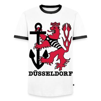 Duesseldorf Dusseldorf Düsseldorf Maritim Loewe - Men's Ringer Shirt - white/black - Front - AI Model Female 172 light (172cm) & AI Model Male 178 dark (178cm)