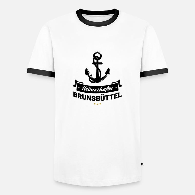 Heimathafen Brunsbüttel - Männer Kontrast-T-Shirt - Weiß/Schwarz