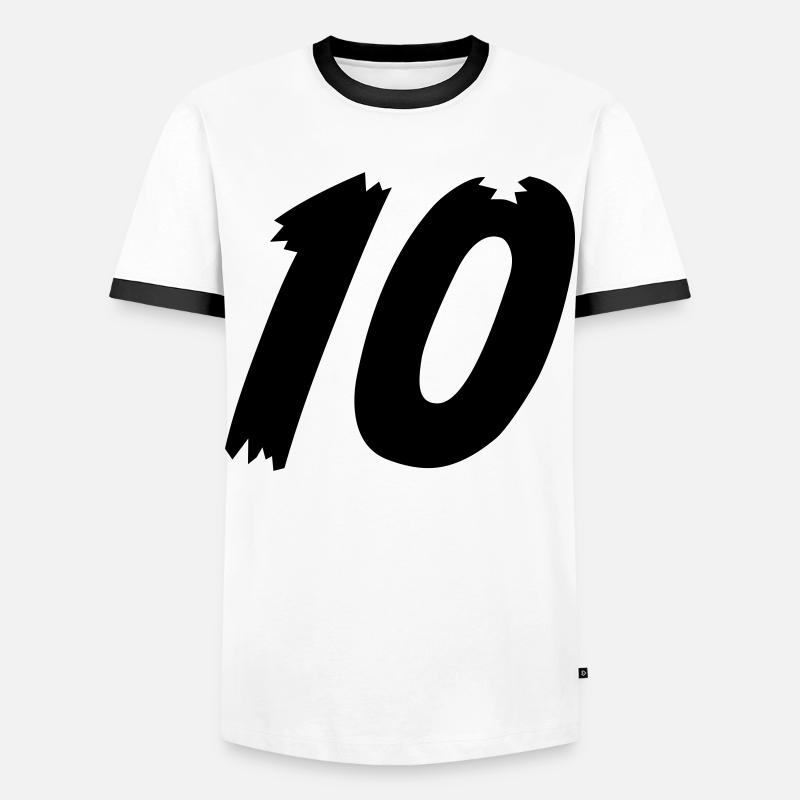 Nummer 10 - Männer Kontrast-T-Shirt - Weiß/Schwarz