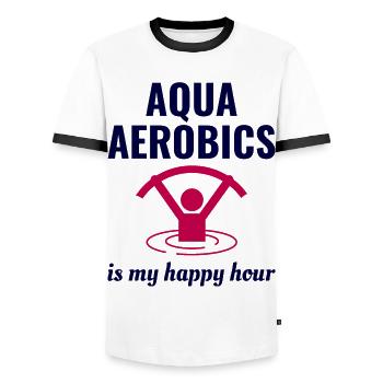 Water aerobics Aquatic fitness Aqua Exercise - Men's Ringer Shirt - white/black - Front - AI Model Female 172 light (172cm) & AI Model Male 178 dark (178cm)
