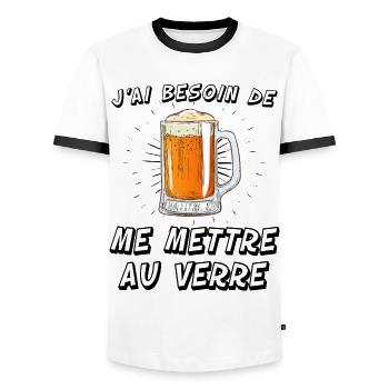Besoin de me mettre aux verres Humour Apéritif - T-shirt contrasté Homme - blanc/noir - Devant - AI Model Female 172 light (172cm) & AI Model Male 178 dark (178cm)