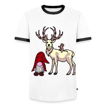 Nicholas Xmas Christmas Fantasy Christmas Child - Men's Ringer Shirt - white/black - Front - AI Model Female 172 light (172cm) & AI Model Male 178 dark (178cm)