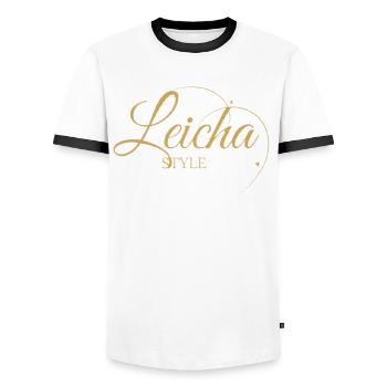 Leichas-Stil - Männer Kontrast-T-Shirt - Weiß/Schwarz - Vorne - AI Model Female 172 light (172cm) & AI Model Male 178 dark (178cm)