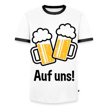 XEinHochAufUns (2) - Männer Kontrast-T-Shirt - Weiß/Schwarz - Vorne - AI Model Female 172 light (172cm) & AI Model Male 178 dark (178cm)