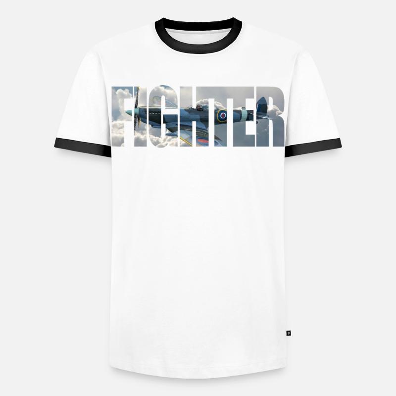 Fighter Spitfire - Männer Kontrast-T-Shirt - Weiß/Schwarz