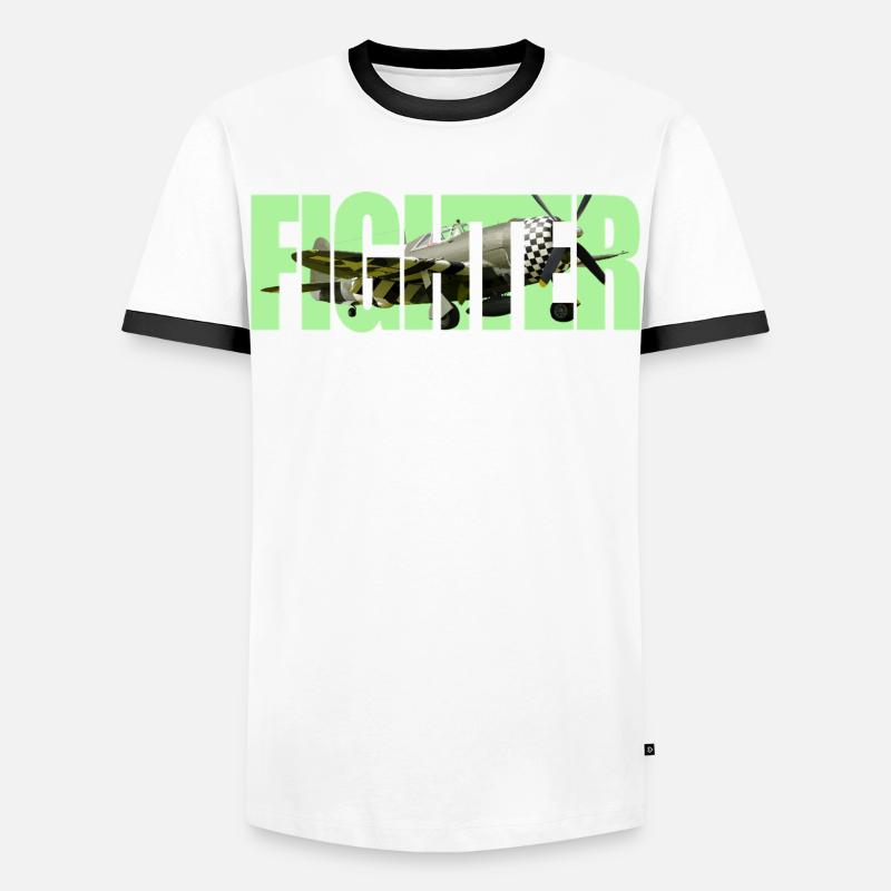 Fighter P-47 Thunderbolt - Men's Ringer Shirt - white/black