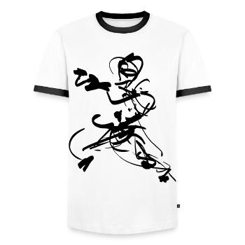 mantis style - Männer Kontrast-T-Shirt - Weiß/Schwarz - Vorne - AI Model Female 172 light (172cm) & AI Model Male 178 dark (178cm)