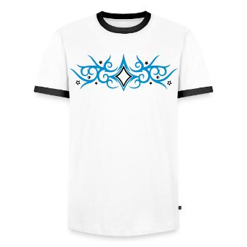Tribal Tattoo ornament with stars. - Men's Ringer Shirt - white/black - Front - AI Model Female 172 light (172cm) & AI Model Male 178 dark (178cm)