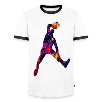 Dave Dunking Galaxy - T-shirt contrasté Homme - blanc/noir - Devant - AI Model Female 172 light (172cm) & AI Model Male 178 dark (178cm)