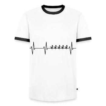 Rudern, Herzschlag, Rudermanschaft - Männer Kontrast-T-Shirt - Weiß/Schwarz - Vorne - AI Model Female 172 light (172cm) & AI Model Male 178 dark (178cm)