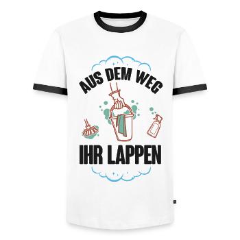 Aus dem Weg Ihr Lappen - Putzfrau, Reinigungskraft - Männer Kontrast-T-Shirt - Weiß/Schwarz - Vorne - AI Model Female 172 light (172cm) & AI Model Male 178 dark (178cm)