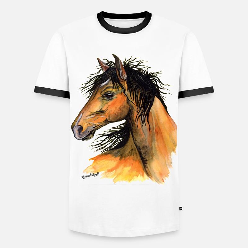 Pferdekopf - Männer Kontrast-T-Shirt - Weiß/Schwarz