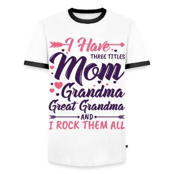 Great grandmother great grandma gift idea - Men's Ringer Shirt - white/black - Front - AI Model Female 172 light (172cm) & AI Model Male 178 dark (178cm)
