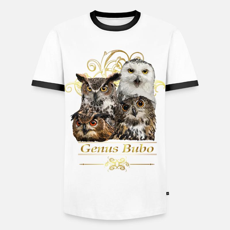 Eulen - Männer Kontrast-T-Shirt - Weiß/Schwarz