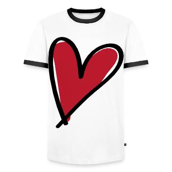 Herz Symbol - Männer Kontrast-T-Shirt - Weiß/Schwarz - Vorne - AI Model Female 172 light (172cm) & AI Model Male 178 dark (178cm)