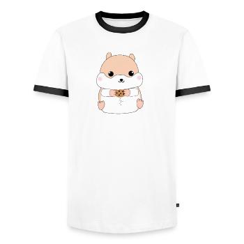 Hamster - T-shirt contrasté Homme - blanc/noir - Devant - AI Model Female 172 light (172cm) & AI Model Male 178 dark (178cm)