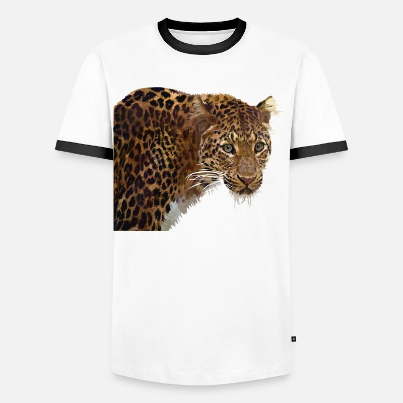 Leopard - Men's Ringer Shirt - white/black