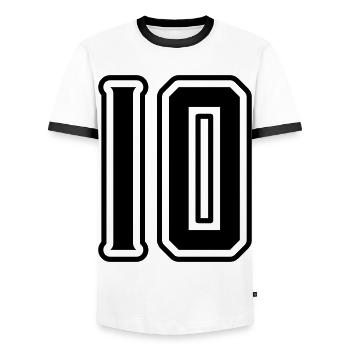 Symbole de 10 chiffres - T-shirt contrasté Homme - blanc/noir - Devant - AI Model Female 172 light (172cm) & AI Model Male 178 dark (178cm)
