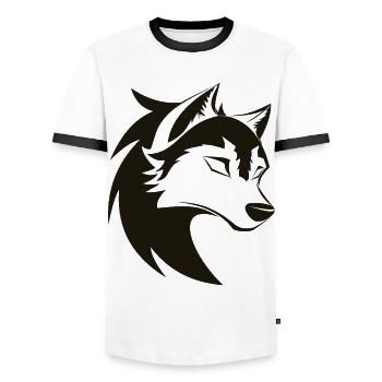Stilisiertes cooles Wolfskopf-Symbol - Männer Kontrast-T-Shirt - Weiß/Schwarz - Vorne - AI Model Female 172 light (172cm) & AI Model Male 178 dark (178cm)