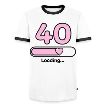 40 ans - T-shirt contrasté Homme - blanc/noir - Devant - AI Model Female 172 light (172cm) & AI Model Male 178 dark (178cm)