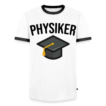 Physiker - Männer Kontrast-T-Shirt - Weiß/Schwarz - Vorne - AI Model Female 172 light (172cm) & AI Model Male 178 dark (178cm)