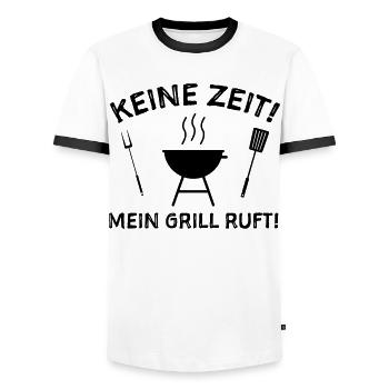 Grill Grillen Sprüche Humor Grillsaison - Männer Kontrast-T-Shirt - Weiß/Schwarz - Vorne - AI Model Female 172 light (172cm) & AI Model Male 178 dark (178cm)