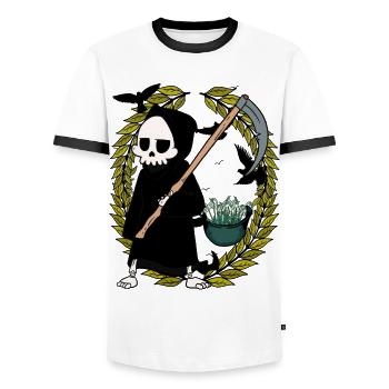 Soldaten Helm Weltfrieden Schneeglöckchen Tod - Männer Kontrast-T-Shirt - Weiß/Schwarz - Vorne - AI Model Female 172 light (172cm) & AI Model Male 178 dark (178cm)