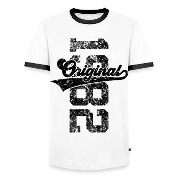 44TH BIRTHDAY ORIGINAL 1982 - Men's Ringer Shirt - white/black - Front - AI Model Female 172 light (172cm) & AI Model Male 178 dark (178cm)