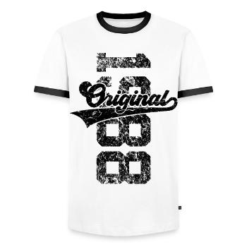 38TH BIRTHDAY ORIGINAL 1988 - Men's Ringer Shirt - white/black - Front - AI Model Female 172 light (172cm) & AI Model Male 178 dark (178cm)