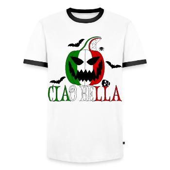 Helloween Italien Ciao Bella - Männer Kontrast-T-Shirt - Weiß/Schwarz - Vorne - AI Model Female 172 light (172cm) & AI Model Male 178 dark (178cm)