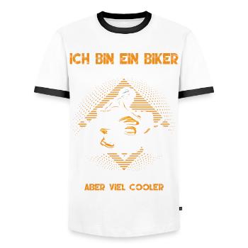 Ich bin ein Biker Opa - Männer Kontrast-T-Shirt - Weiß/Schwarz - Vorne - AI Model Female 172 light (172cm) & AI Model Male 178 dark (178cm)