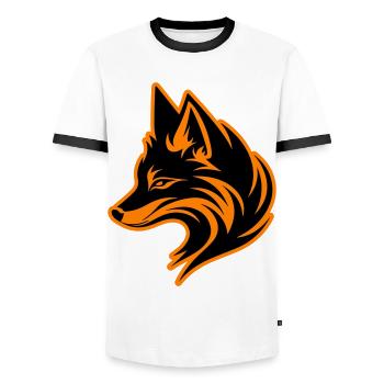 Fox Animal - Men's Ringer Shirt - white/black - Front - AI Model Female 172 light (172cm) & AI Model Male 178 dark (178cm)