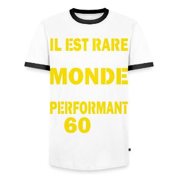 60 ans performant cadeau d'anniversaire 60 ans - T-shirt contrasté Homme - blanc/noir - Devant - AI Model Female 172 light (172cm) & AI Model Male 178 dark (178cm)