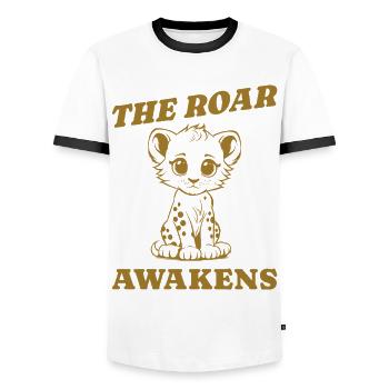 Le cadeau Le Réveil du Rugissement - T-shirt contrasté Homme - blanc/noir - Devant - AI Model Female 172 light (172cm) & AI Model Male 178 dark (178cm)