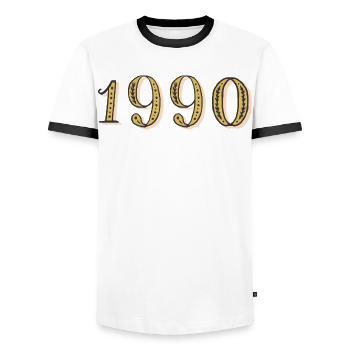 Geburtstagsgeschenk 1990 Vintage 1990 - Männer Kontrast-T-Shirt - Weiß/Schwarz - Vorne - AI Model Female 172 light (172cm) & AI Model Male 178 dark (178cm)