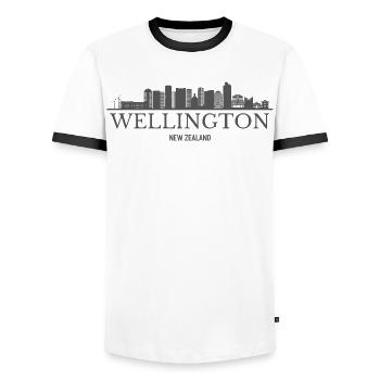 Silhouette de Wellington, silhouette de Wellington - T-shirt contrasté Homme - blanc/noir - Devant - AI Model Female 172 light (172cm) & AI Model Male 178 dark (178cm)