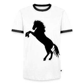 Horse horse pony wild horse rider stallion - Men's Ringer Shirt - white/black - Front - AI Model Female 172 light (172cm) & AI Model Male 178 dark (178cm)