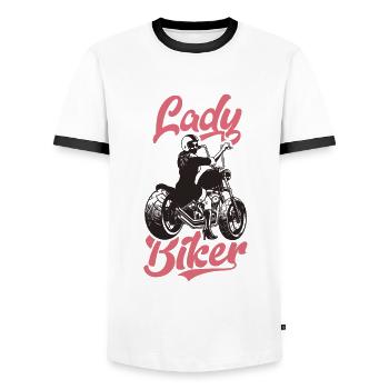 Lady Biker - Männer Kontrast-T-Shirt - Weiß/Schwarz - Vorne - AI Model Female 172 light (172cm) & AI Model Male 178 dark (178cm)