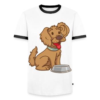 Chien enfants bébé animaux animaux animaux chiens - T-shirt contrasté Homme - blanc/noir - Devant - AI Model Female 172 light (172cm) & AI Model Male 178 dark (178cm)
