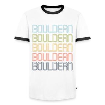 Bouldern Bouldern - Männer Kontrast-T-Shirt - Weiß/Schwarz - Vorne - AI Model Female 172 light (172cm) & AI Model Male 178 dark (178cm)