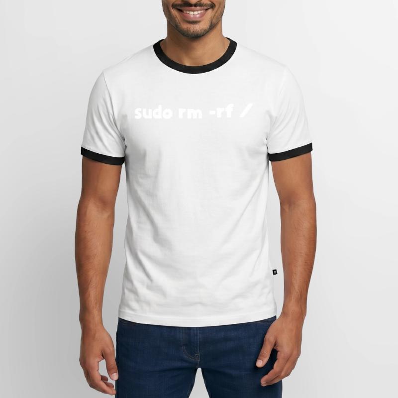 Programmierer Linux sudo rm -rf Männer Kontrast-T-Shirt