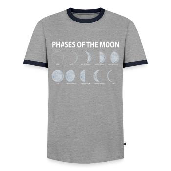 Moon - Men's Ringer Shirt - grey/navy  - Front - AI Model Female 172 light (172cm) & AI Model Male 178 light (178cm)