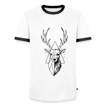 schwarzwald hirsch hirschkopf - Männer Kontrast-T-Shirt - Weiß/Schwarz - Vorne - AI Model Female 172 light (172cm) & AI Model Male 178 dark (178cm)