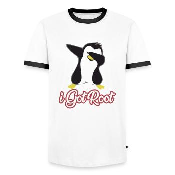Geek Linux Ich bin root - Männer Kontrast-T-Shirt - Weiß/Schwarz - Vorne - AI Model Female 172 light (172cm) & AI Model Male 178 dark (178cm)