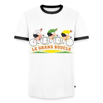 France, France white, France dotted - Men's Ringer Shirt - white/black - Front - AI Model Female 172 light (172cm) & AI Model Male 178 dark (178cm)