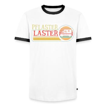 Pflaster Laster Sanitäter Rettungswagen - Männer Kontrast-T-Shirt - Weiß/Schwarz - Vorne - AI Model Female 172 light (172cm) & AI Model Male 178 dark (178cm)