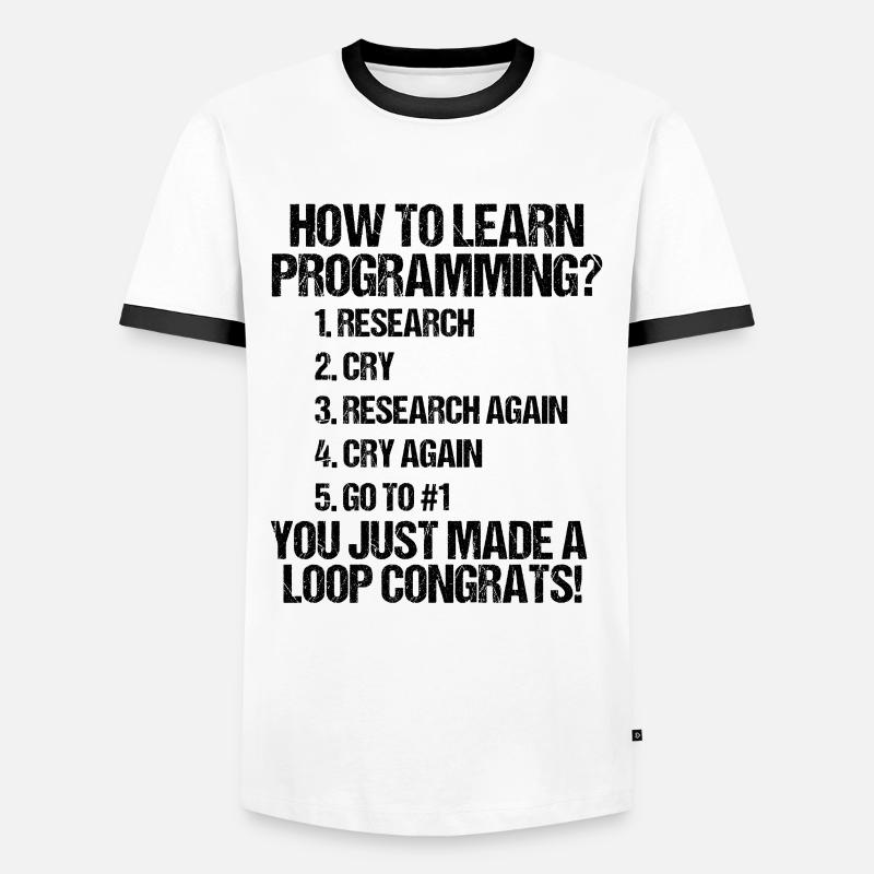 Comment devenir programmeur? - T-shirt contrasté Homme - blanc/noir
