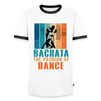 Bachata, Bachata music, Dominican - Men's Ringer Shirt - white/black - Front - AI Model Female 172 light (172cm) & AI Model Male 178 dark (178cm)