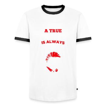 Spartan Fitness entraînement succès guerrier - T-shirt contrasté Homme - blanc/noir - Devant - AI Model Female 172 light (172cm) & AI Model Male 178 dark (178cm)