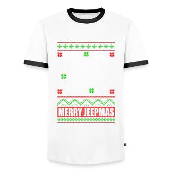 Ugly Christmas Jeep Advent Auto Geschenk - Männer Kontrast-T-Shirt - Weiß/Schwarz - Vorne - AI Model Female 172 light (172cm) & AI Model Male 178 dark (178cm)